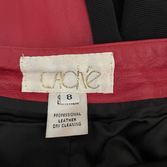 Vintage 90s Y2K Cache Red Leather & Black Knit Sexy Hawt Women's Pants Size 8 M - Picture 3 of 10